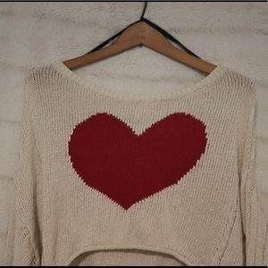 Madonna long sleeve knit heart crop top